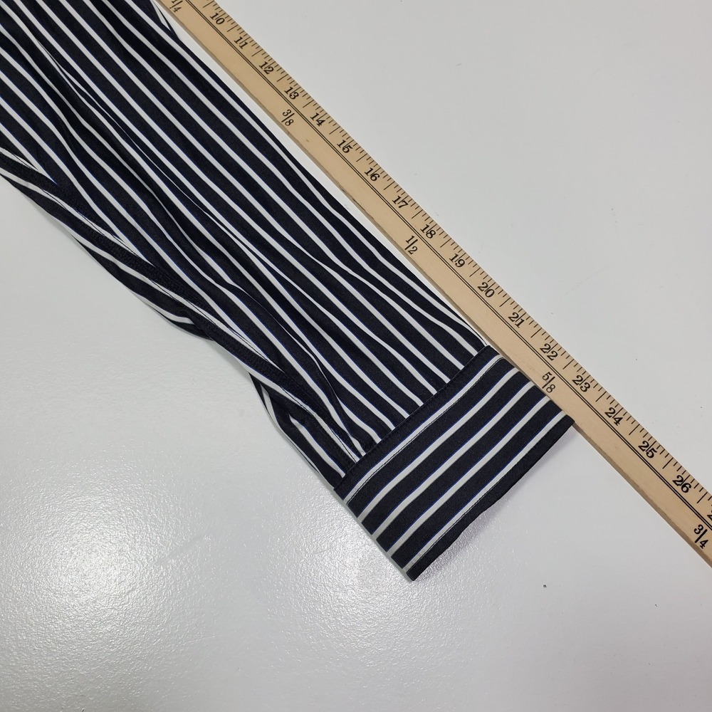 LRL Lauren Jeans Co Women Shirt Large Button Up Navy/White Stripe Nautical - Picture 12 of 14